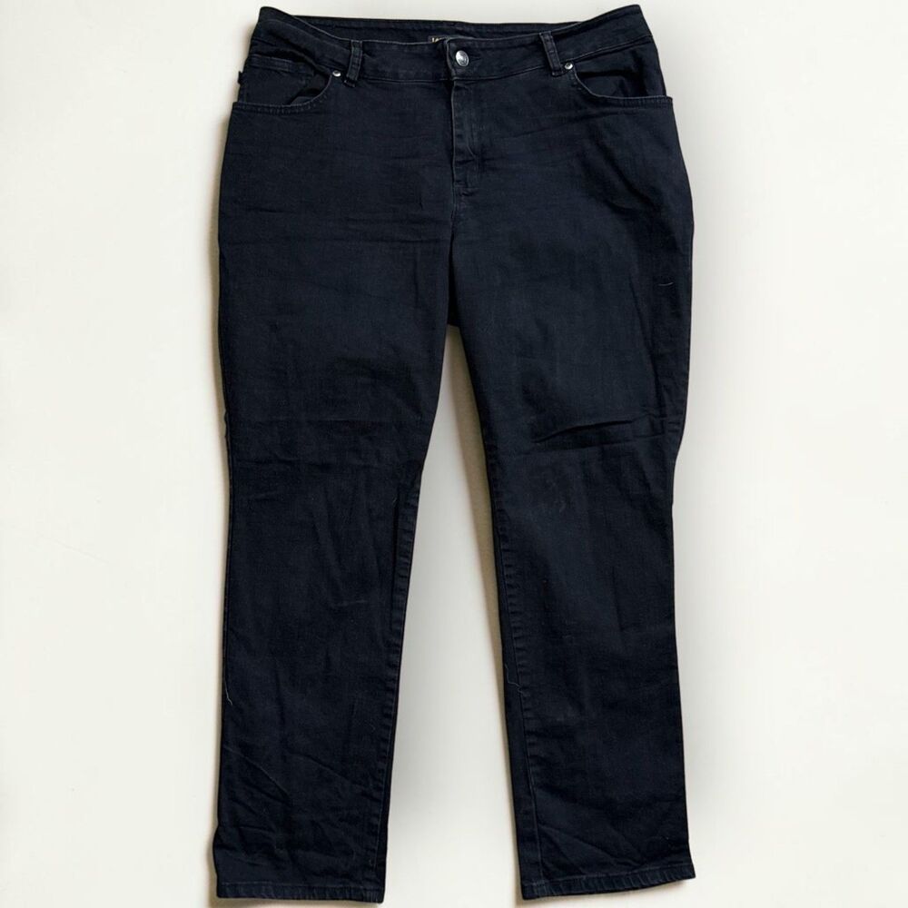 Lee Plus Women's 16W Black Relaxed Fit Straight Leg Mid Rise Jeans Pants